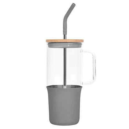 32oz. Glass Tumbler with Handle and Straw