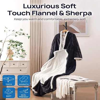 Electric Snuggle Blanket Wearable with Sleeves