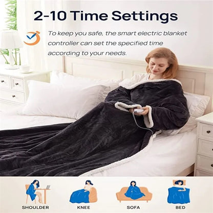 Electric Snuggle Blanket Wearable with Sleeves