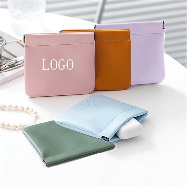 PU Leather Squeeze Coin Purse Pouch Change Holder Organizer