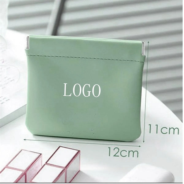 PU Leather Squeeze Coin Purse Pouch Change Holder Organizer