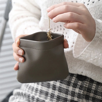 PU Leather Squeeze Coin Purse Pouch Change Holder Organizer