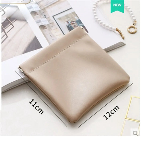 PU Leather Squeeze Coin Purse Pouch Change Holder Organizer