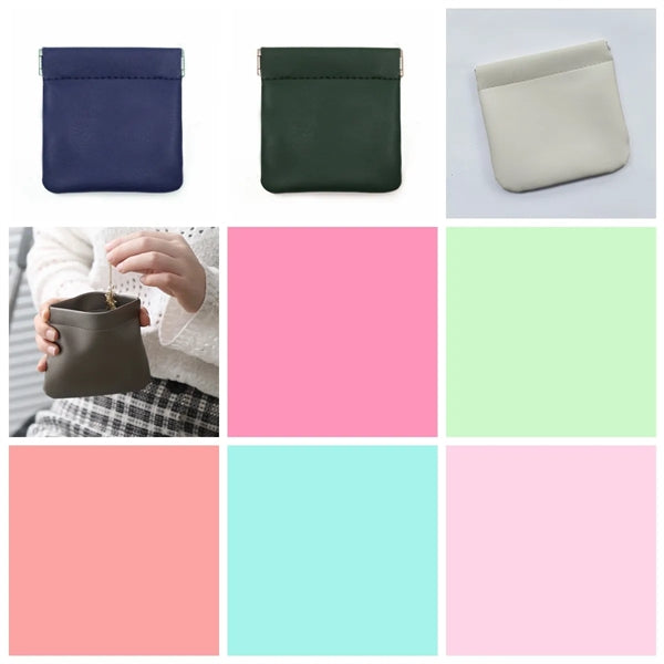 PU Leather Squeeze Coin Purse Pouch Change Holder Organizer
