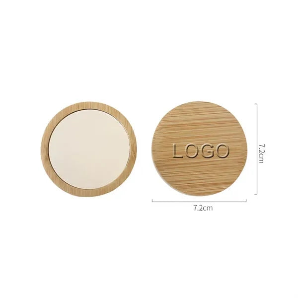 Custom Bamboo Mini Round Pocket Mirror