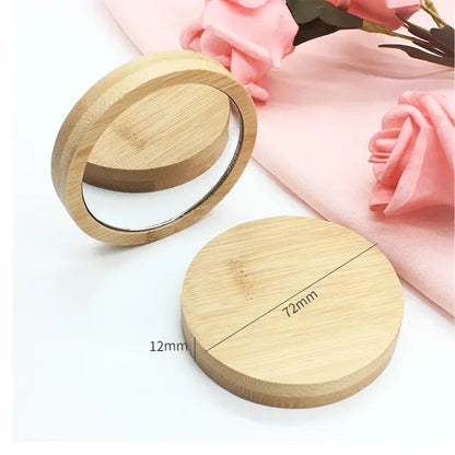 Custom Bamboo Mini Round Pocket Mirror