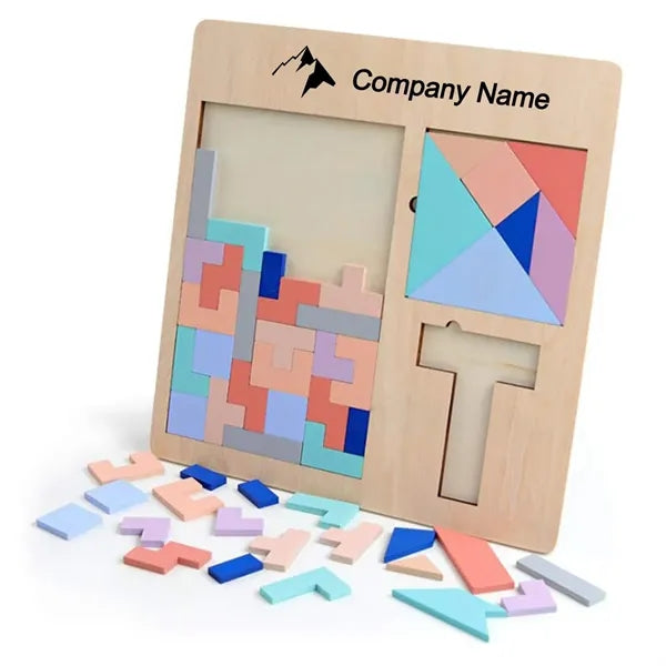 Colorful 3 In 1 Wood T-Puzzle Jigsaw
