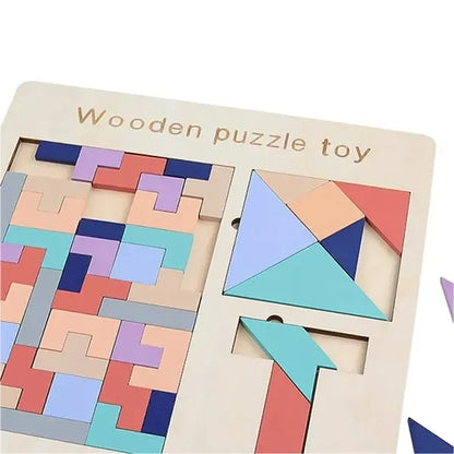 Colorful 3 In 1 Wood T-Puzzle Jigsaw