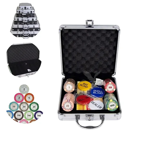 Texas Holdem Poker Chips Aluminum Case Set