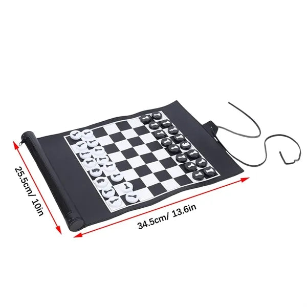 Leather Roll-Up Chess Game Set