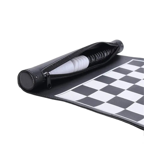 Leather Roll-Up Chess Game Set