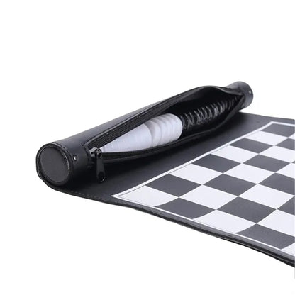 Leather Roll-Up Chess Game Set