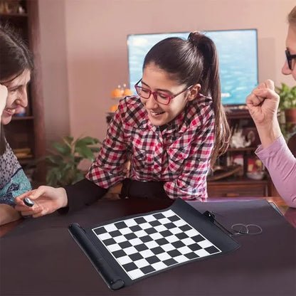 Leather Roll-Up Chess Game Set