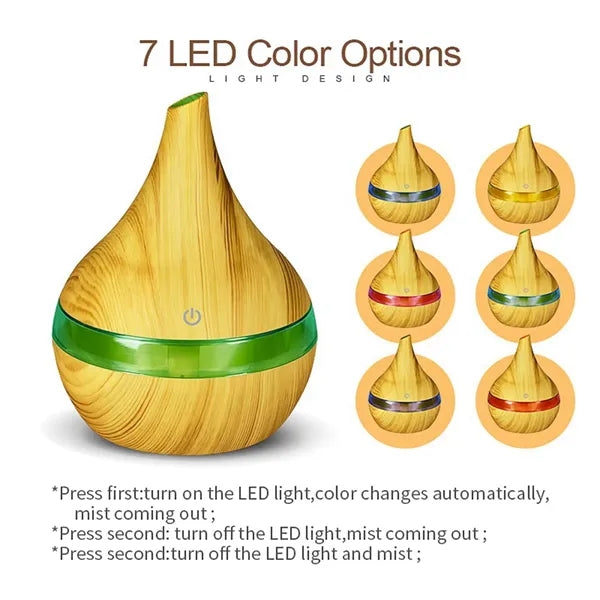 Wood Grain LED USB Color-changing Humidifier