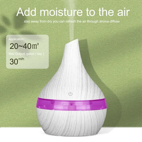 Wood Grain LED USB Color-changing Humidifier