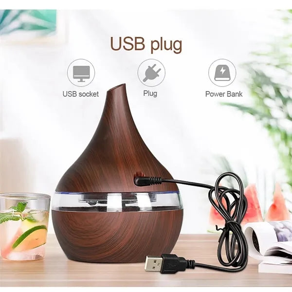 Wood Grain LED USB Color-changing Humidifier
