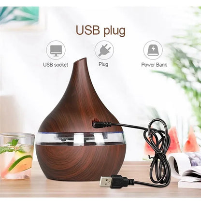 Wood Grain LED USB Color-changing Humidifier