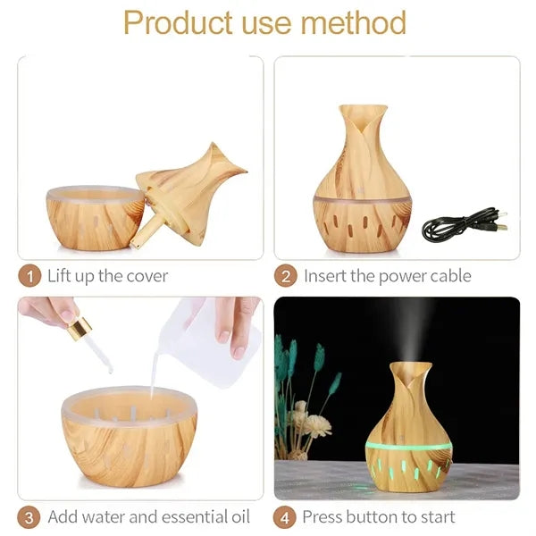 Wood Grain LED USB Color-changing Humidifier