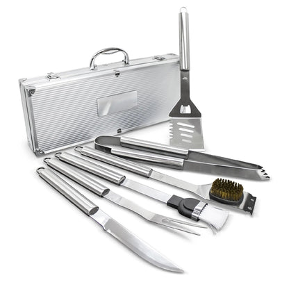 6pc BBQ Grill Set w/ Stainless Steel Tools & Aluminum Case
