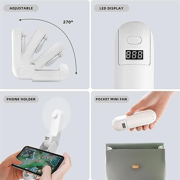 Usb Mini Fan with Powerbank and Telescopic Stand