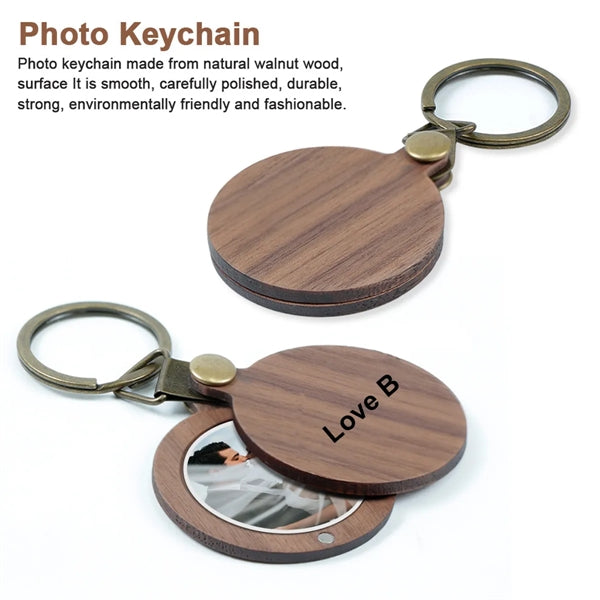 Wood Photo Holder Keychain for Love