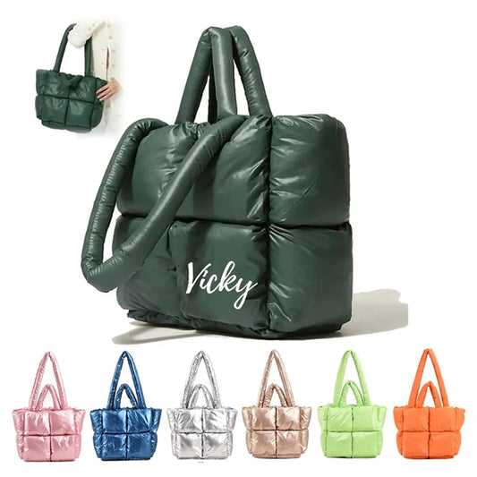 Down Women Handbags Women'S Puffer Quilted Tote Bag