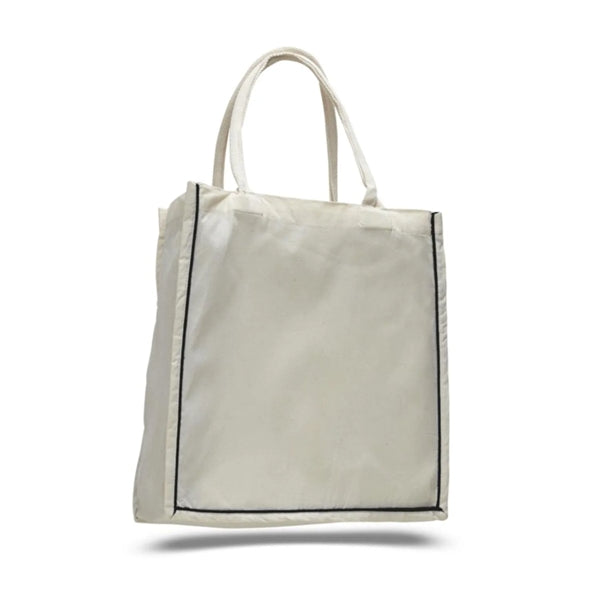 Color Stripe Fancy Web Handle Tote Bag W/ Bottom Gusset