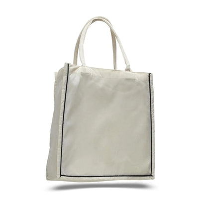 Color Stripe Fancy Web Handle Tote Bag W/ Bottom Gusset