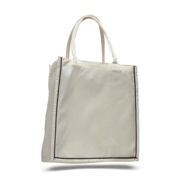 Color Stripe Fancy Web Handle Tote Bag W/ Bottom Gusset