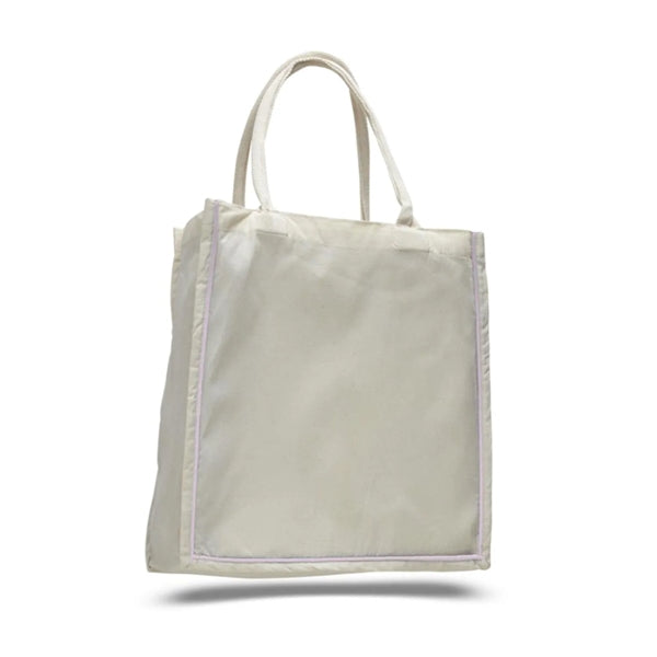Color Stripe Fancy Web Handle Tote Bag W/ Bottom Gusset
