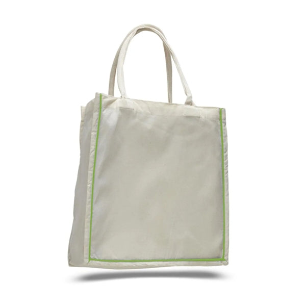 Color Stripe Fancy Web Handle Tote Bag W/ Bottom Gusset