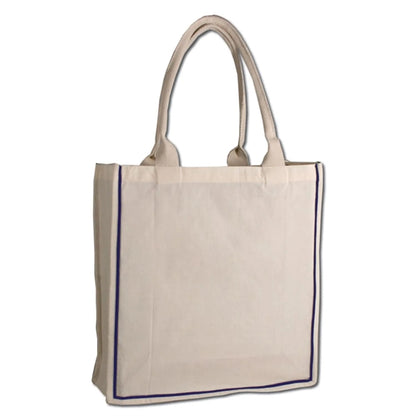 Color Stripe Fancy Web Handle Tote Bag W/ Bottom Gusset