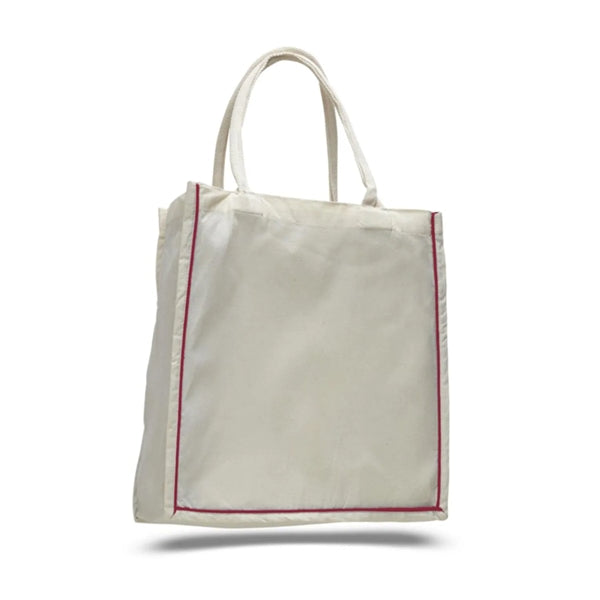 Color Stripe Fancy Web Handle Tote Bag W/ Bottom Gusset