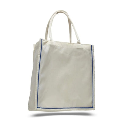 Color Stripe Fancy Web Handle Tote Bag W/ Bottom Gusset