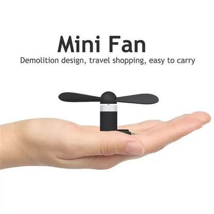 Mini Travel Portable Fan With 3 In 1 Connector