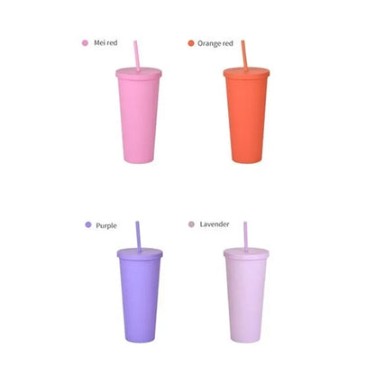24OZ Double Wall Tumbler With Lids And Straw