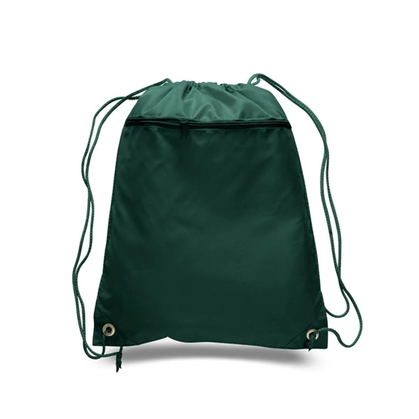 210D Polyester Drawstring Backpack W/ Front Pocket
