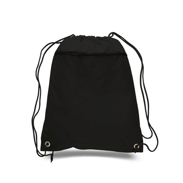 210D Polyester Drawstring Backpack W/ Front Pocket