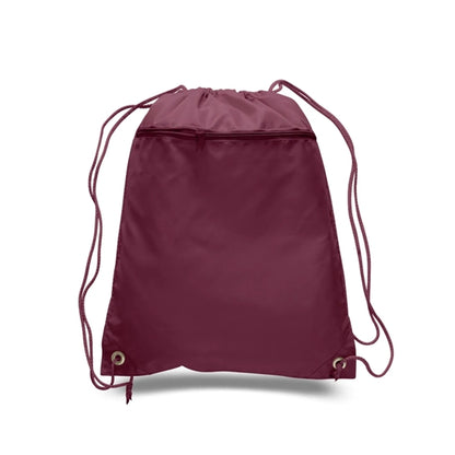 210D Polyester Drawstring Backpack W/ Front Pocket