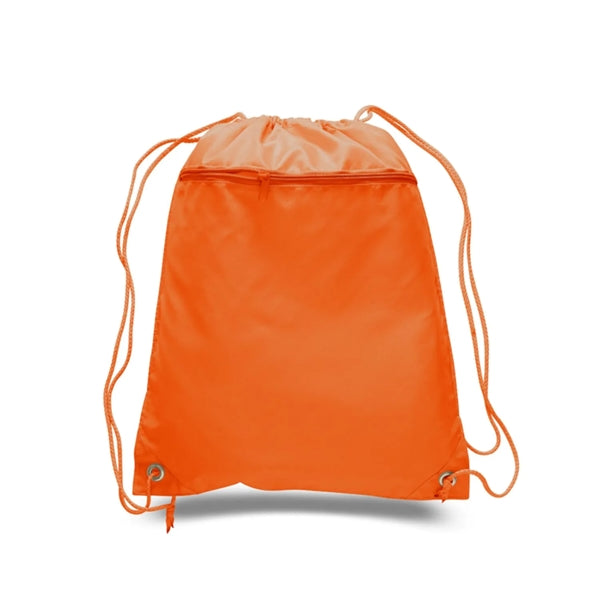 210D Polyester Drawstring Backpack W/ Front Pocket