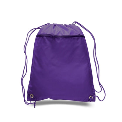 210D Polyester Drawstring Backpack W/ Front Pocket