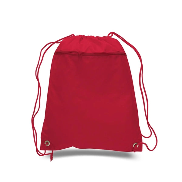 210D Polyester Drawstring Backpack W/ Front Pocket