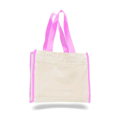 12 Oz. Cotton Canvas Gusset Tote Bag With Color Handles