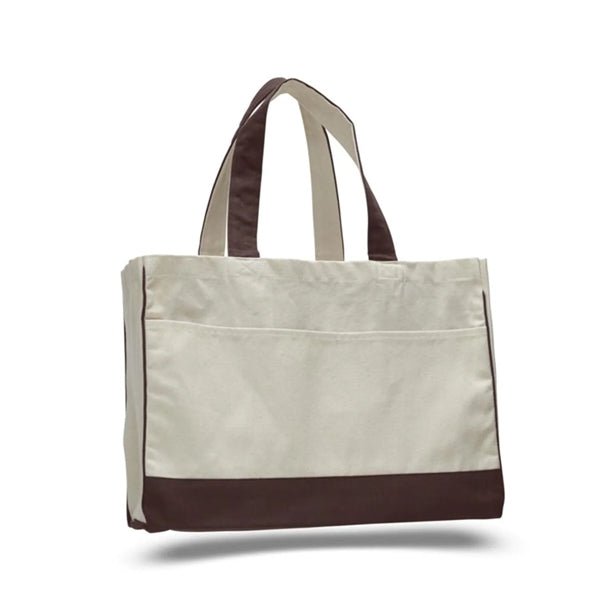 12 Oz. Cotton Canvas Tote Bag With Zipper Pocket