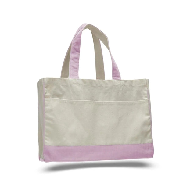 12 Oz. Cotton Canvas Tote Bag With Zipper Pocket