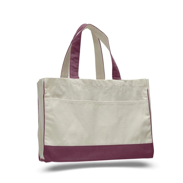 12 Oz. Cotton Canvas Tote Bag With Zipper Pocket