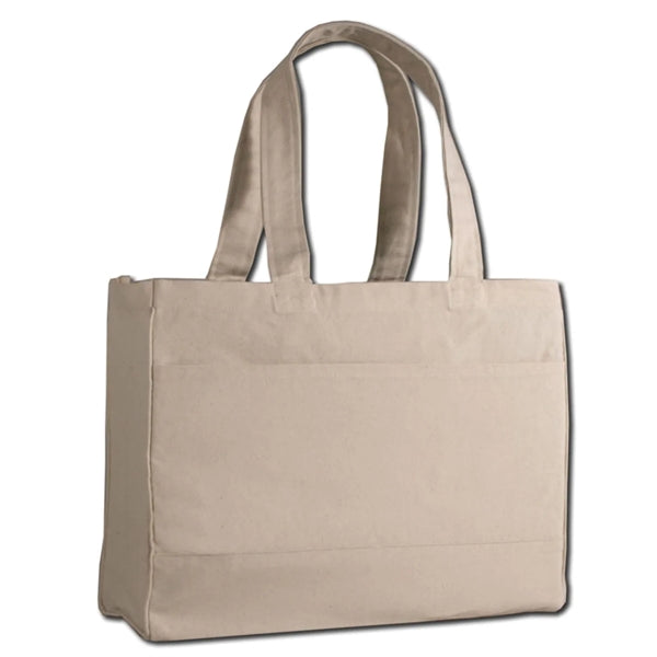 12 Oz. Cotton Canvas Tote Bag With Zipper Pocket