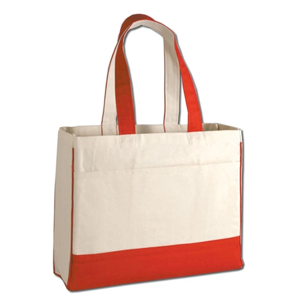 12 Oz. Cotton Canvas Tote Bag With Zipper Pocket
