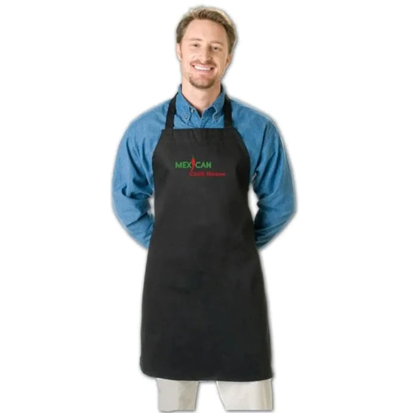 7.5 Oz. Twill Fabric Large Print Wide Bib Butcher Apron