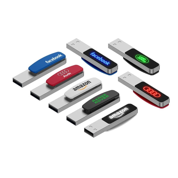 Book Clip Style USB Flash Drive with LED Light LOGO Custom